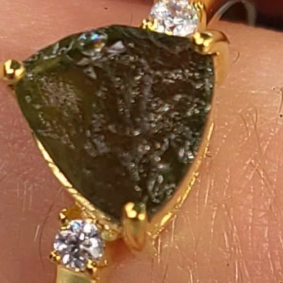 Moldavite ring size 8-Moldavite jewelry - Picture 3 of 9